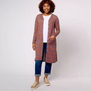 LOGO by Lori Goldstein Jacquard Duster Cardigan Purple Slate A611258 Longline